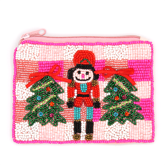 Nutcracker Bow Pink | Seed Beed Coin Purse Pouch