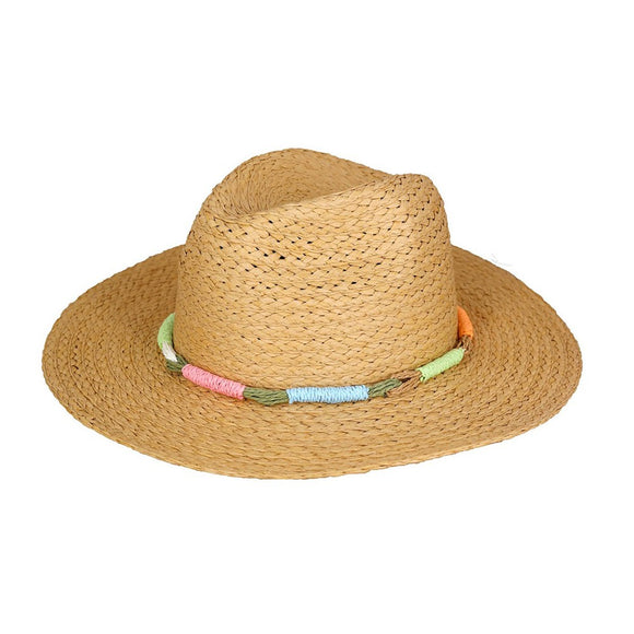 Multi Color Straw Band Sun Hat | Tan