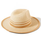 Two Tone Straw Panama Sun Hat | Beige+Natural