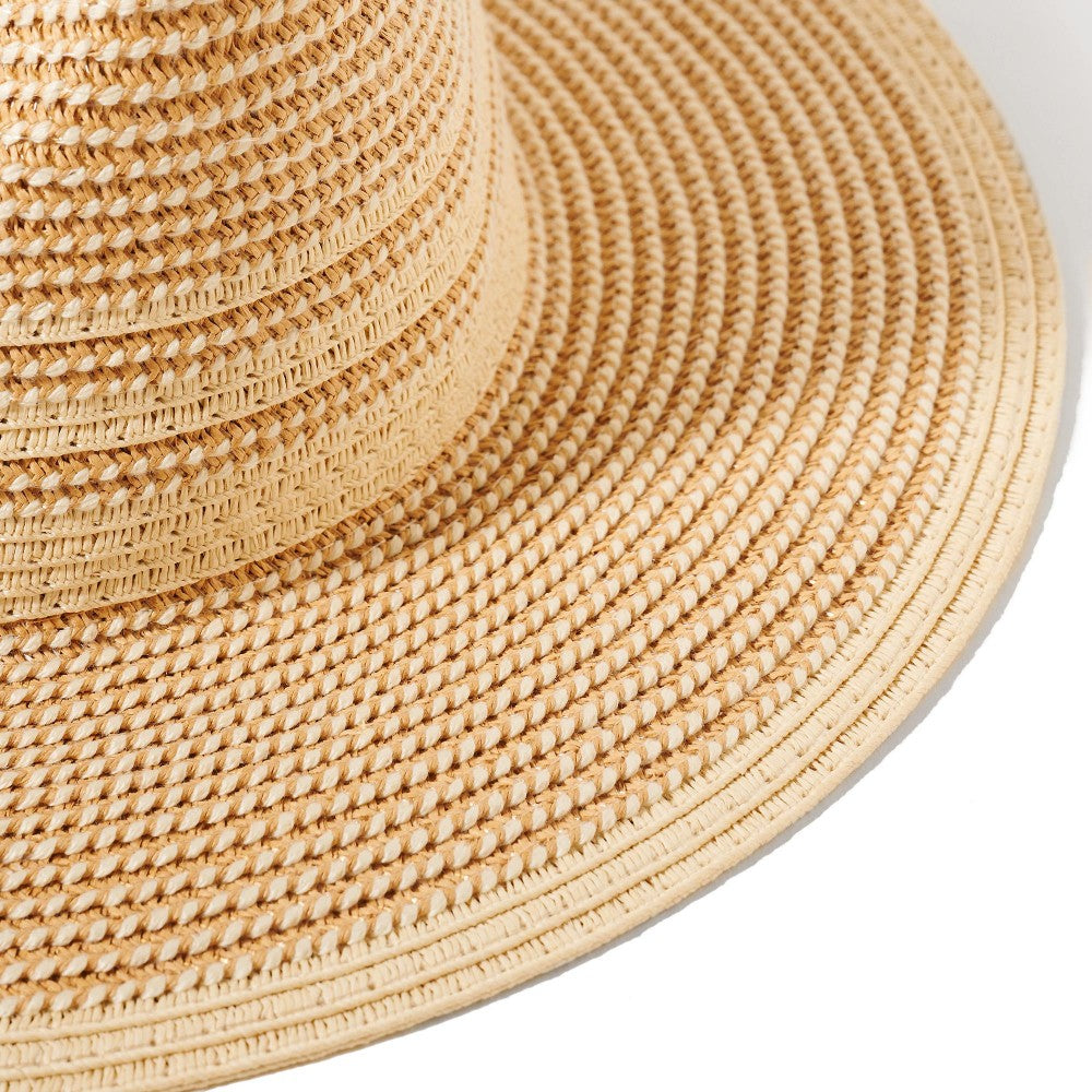 Two Tone Straw Panama Sun Hat | Natural