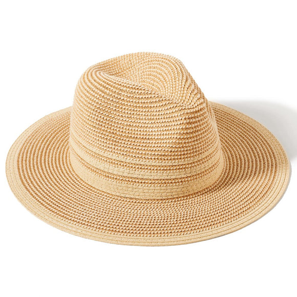 Two Tone Straw Panama Sun Hat | Natural