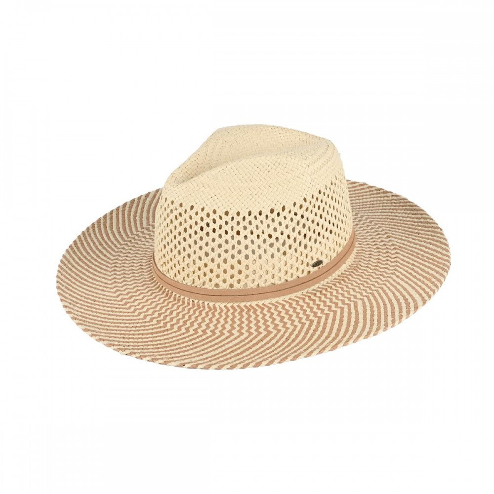Crochet Panama Sun Hat | Natural/Brown
