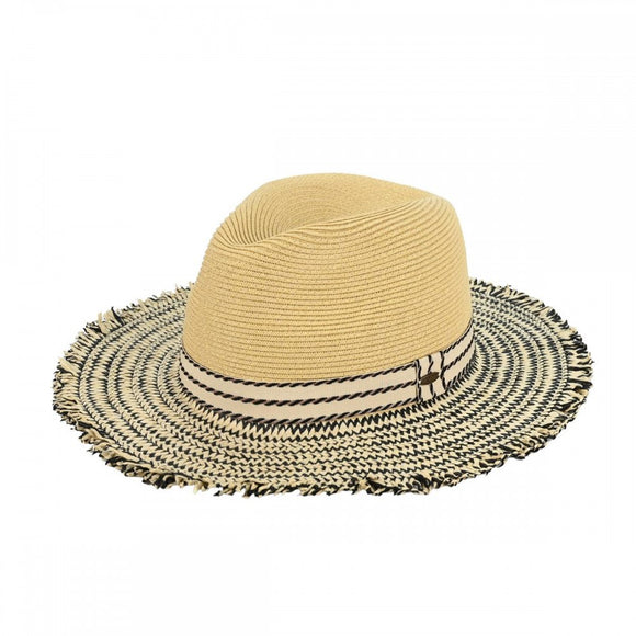 Frayed Edge Panama Sun Hat | Natural/Black
