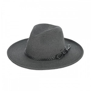 Leather Rope Panama Sun Hat | Black