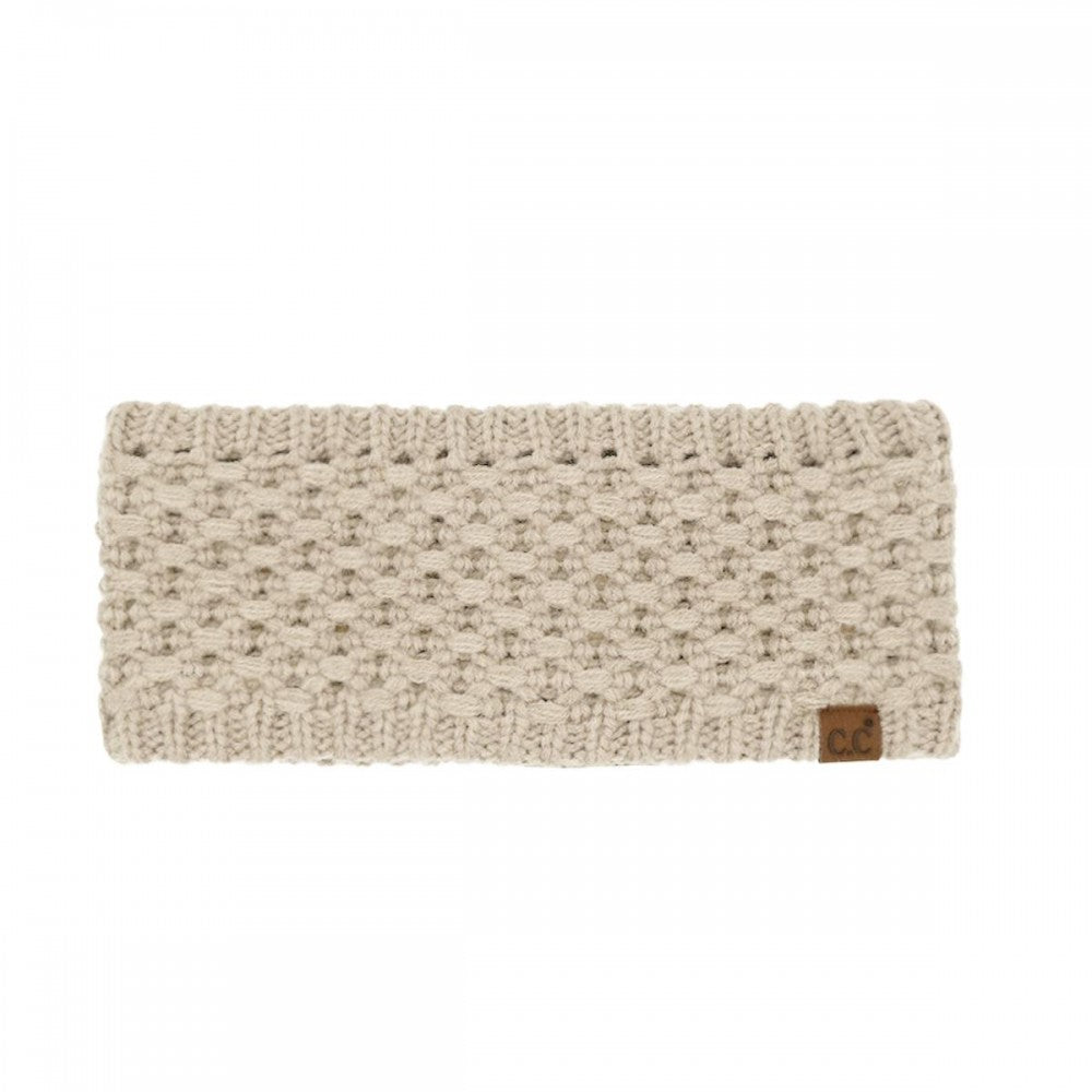 Cross Stitch Knit Head Wrap | Beige