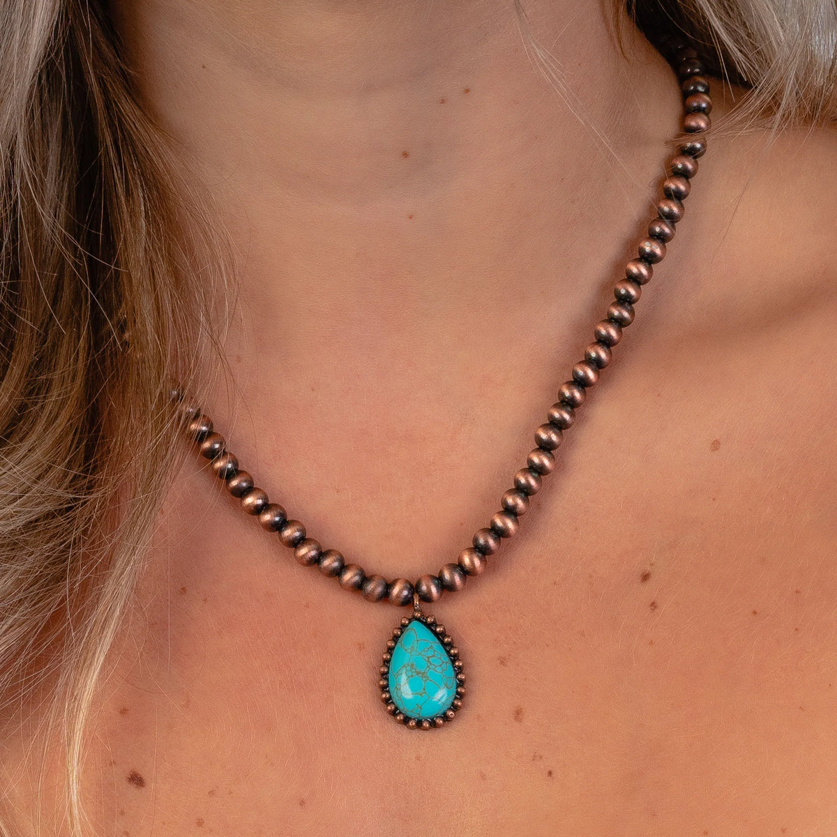 Western Necklace | Copper Turquoise Pendant