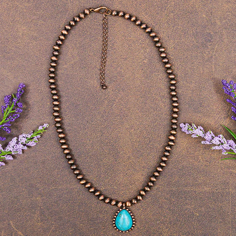 Western Necklace | Copper Turquoise Pendant