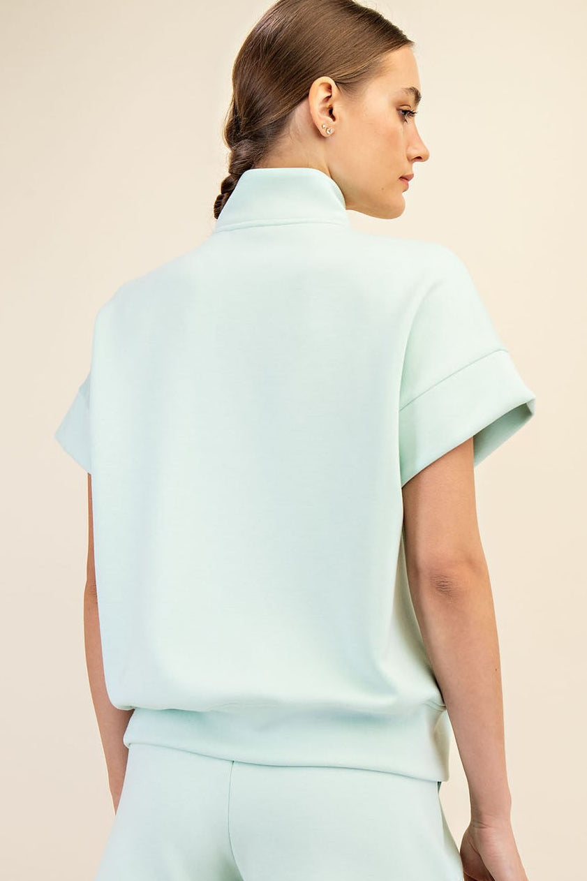 Scuba Luxe Quarter Zip Top+Pants Set | Soft Mint
