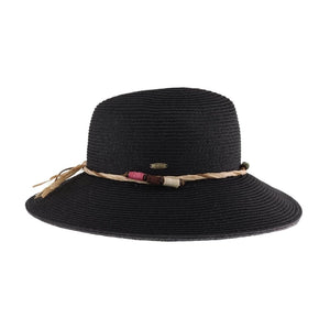 Multi Color Threaded Panama Sun Hat | Black