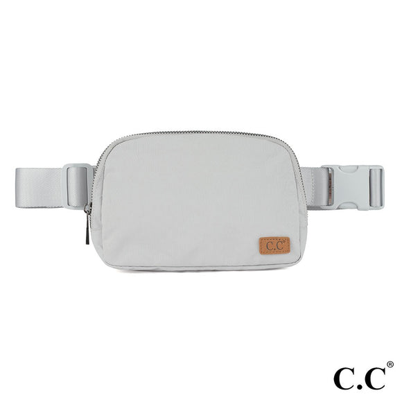 C.C Crossbody Nylon Belt Bag | Light Grey