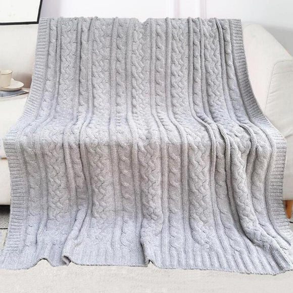 Comfy LUXE Cable Knit Microfiber Blanket | Grey