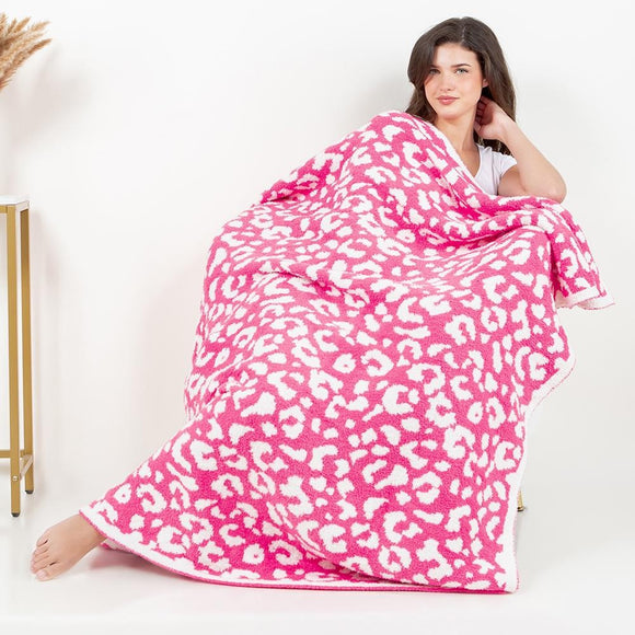 Comfy LUXE Leopard Blanket | Pink