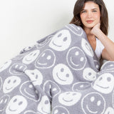 Comfy LUXE Happy Face Blanket | Grey