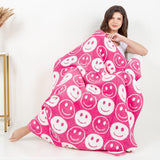 Comfy LUXE Happy Face Blanket | Hot Pink