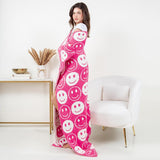 Comfy LUXE Happy Face Blanket | Hot Pink