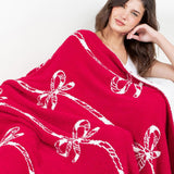 Comfy LUXE Striped Bow Blanket | Red