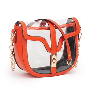 Clear Lock Buckle Crossbody Bag | Orange