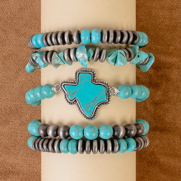 Western Bracelet Set | Texas Turquoise Silver