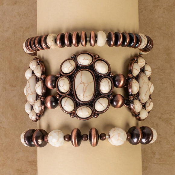 Western Bracelet Set | Squash Blossom Ivory Copper