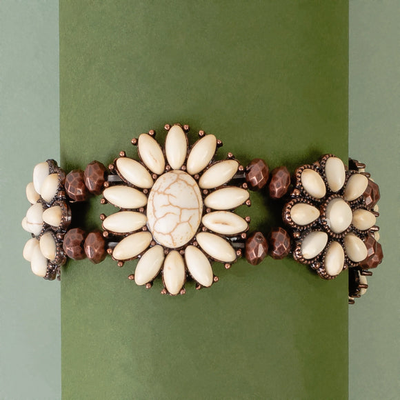 Western Bracelet | Ivory Copper Squash Blossom