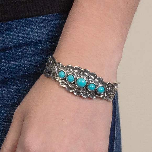 Western Bracelet Cuff | Turquoise Silver
