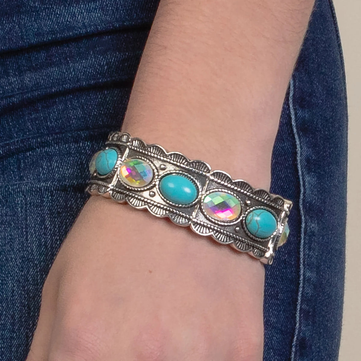 Western Bracelet | Turquoise AB Silver