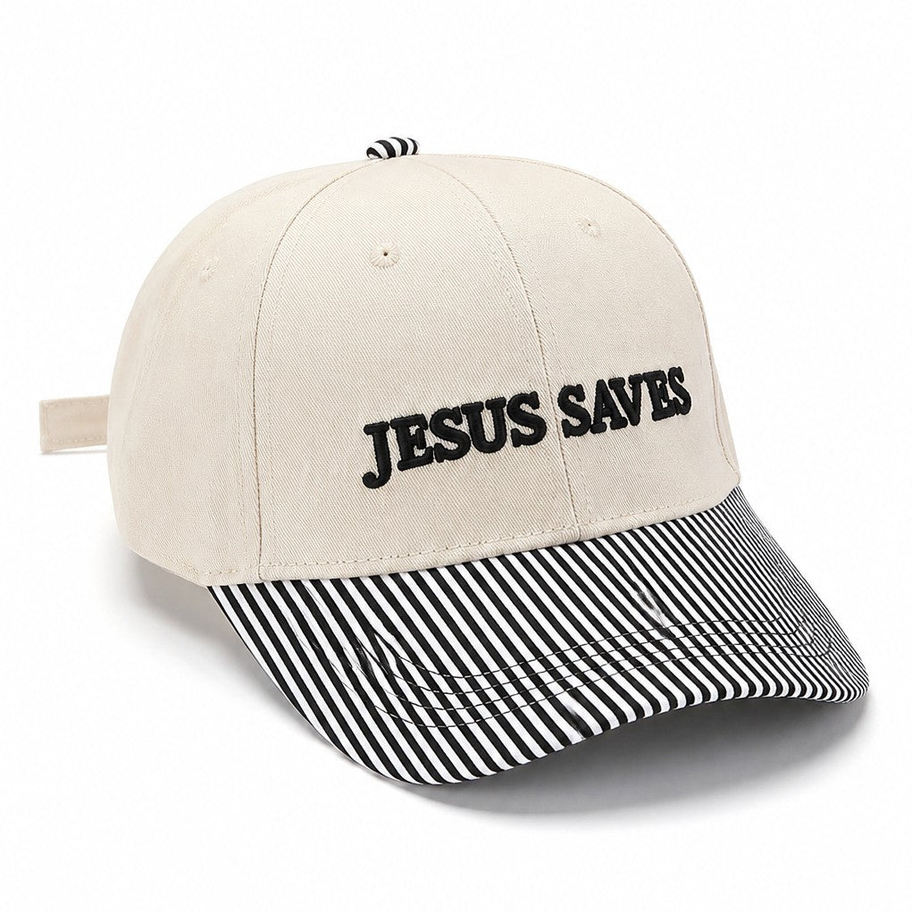 Jesus Saves Stripe Trucker Cap | Black