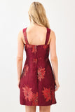 Metallic Floral Jacquard Dress | Wine