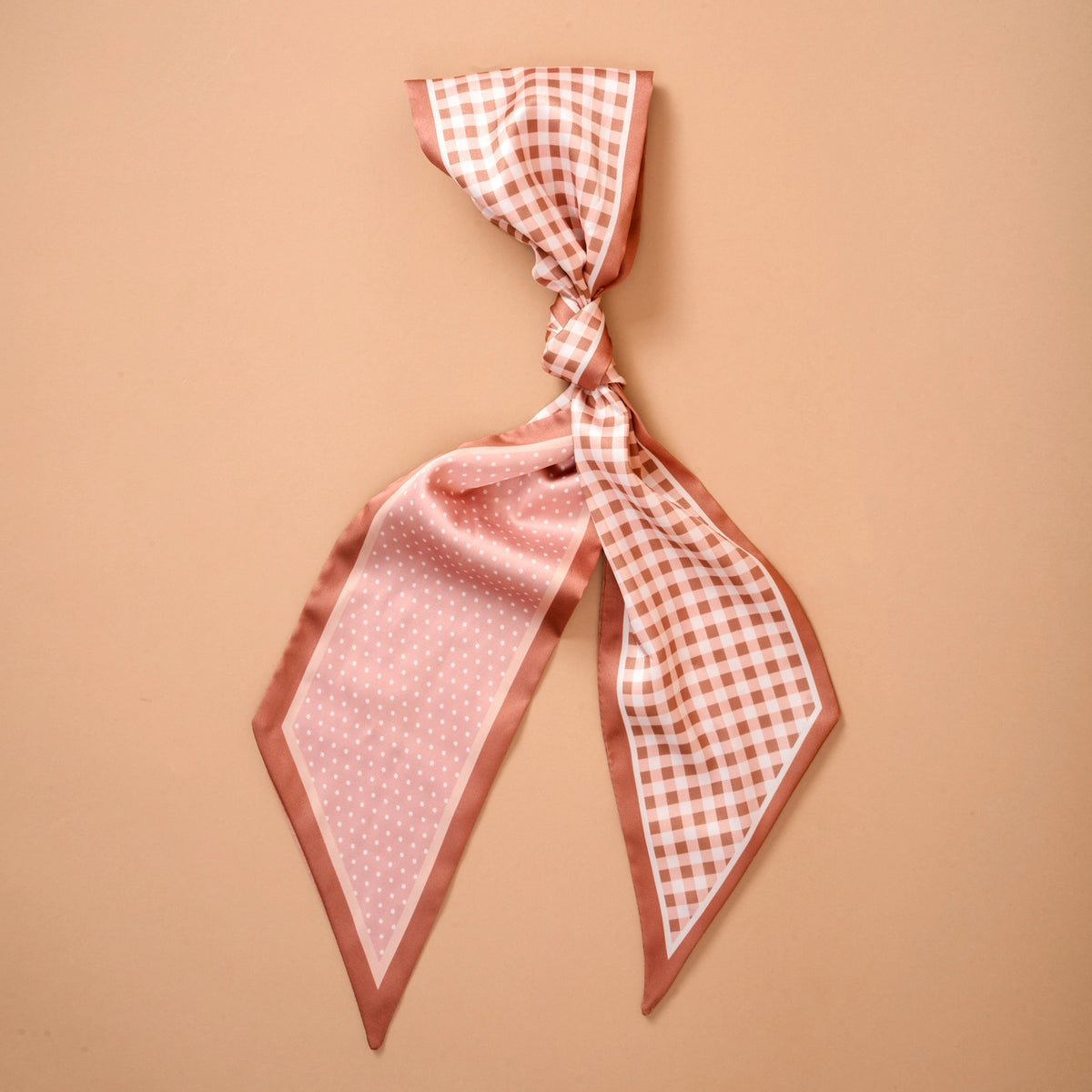 Twirl & Tie Scarf Accessory | Gingham Tan