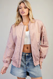 Zip Sleeve Bomber Jacket | French Rose