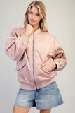 Zip Sleeve Bomber Jacket | French Rose