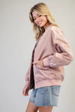 Zip Sleeve Bomber Jacket | French Rose