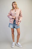 Zip Sleeve Bomber Jacket | French Rose