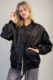 Zip Sleeve Bomber Jacket | Black