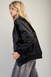 Zip Sleeve Bomber Jacket | Black