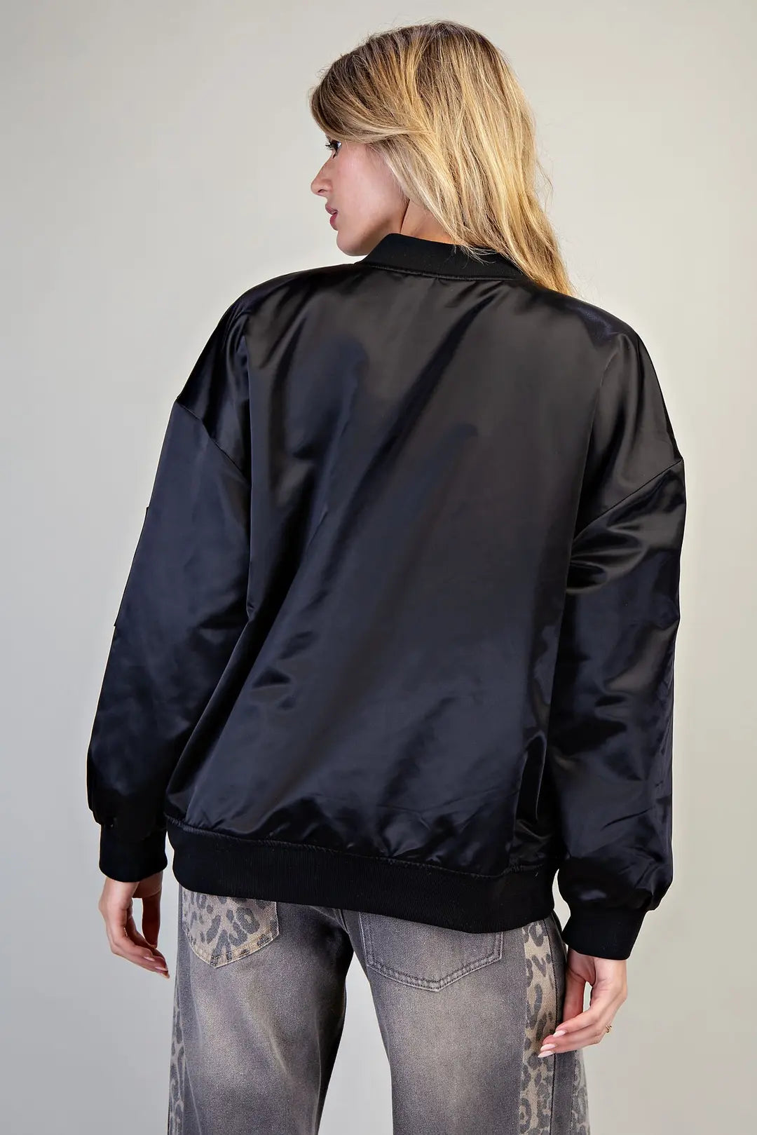Zip Sleeve Bomber Jacket | Black