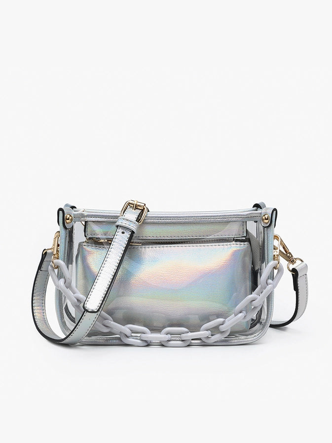 Jessica Clear Vegan Leather Crossbody | Holographic