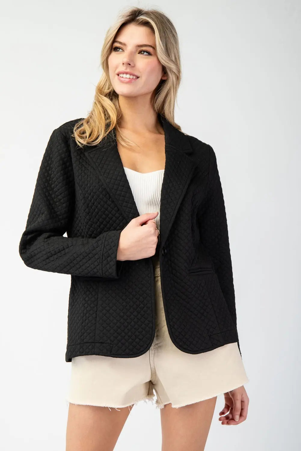 Textured Blazer Jacket | Black