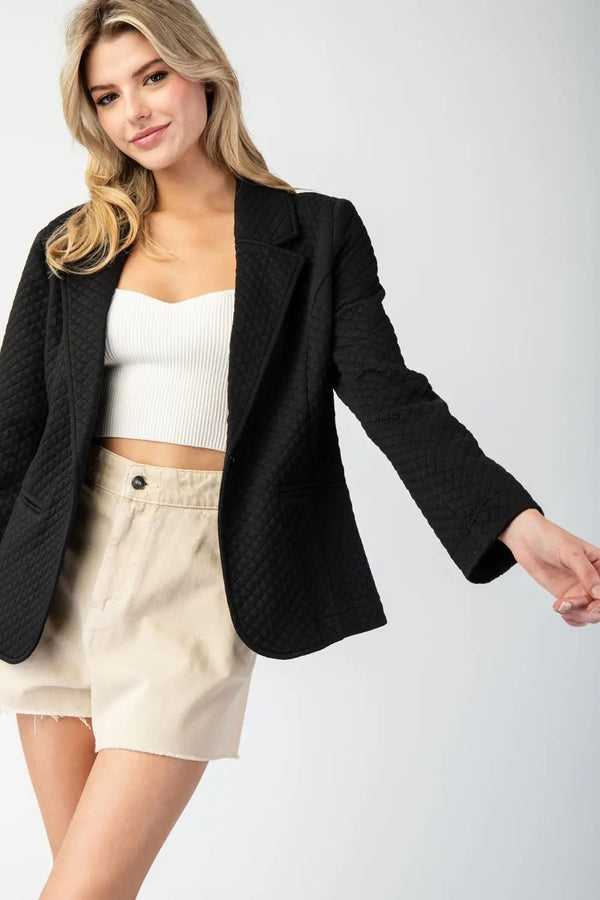 Textured Blazer Jacket | Black