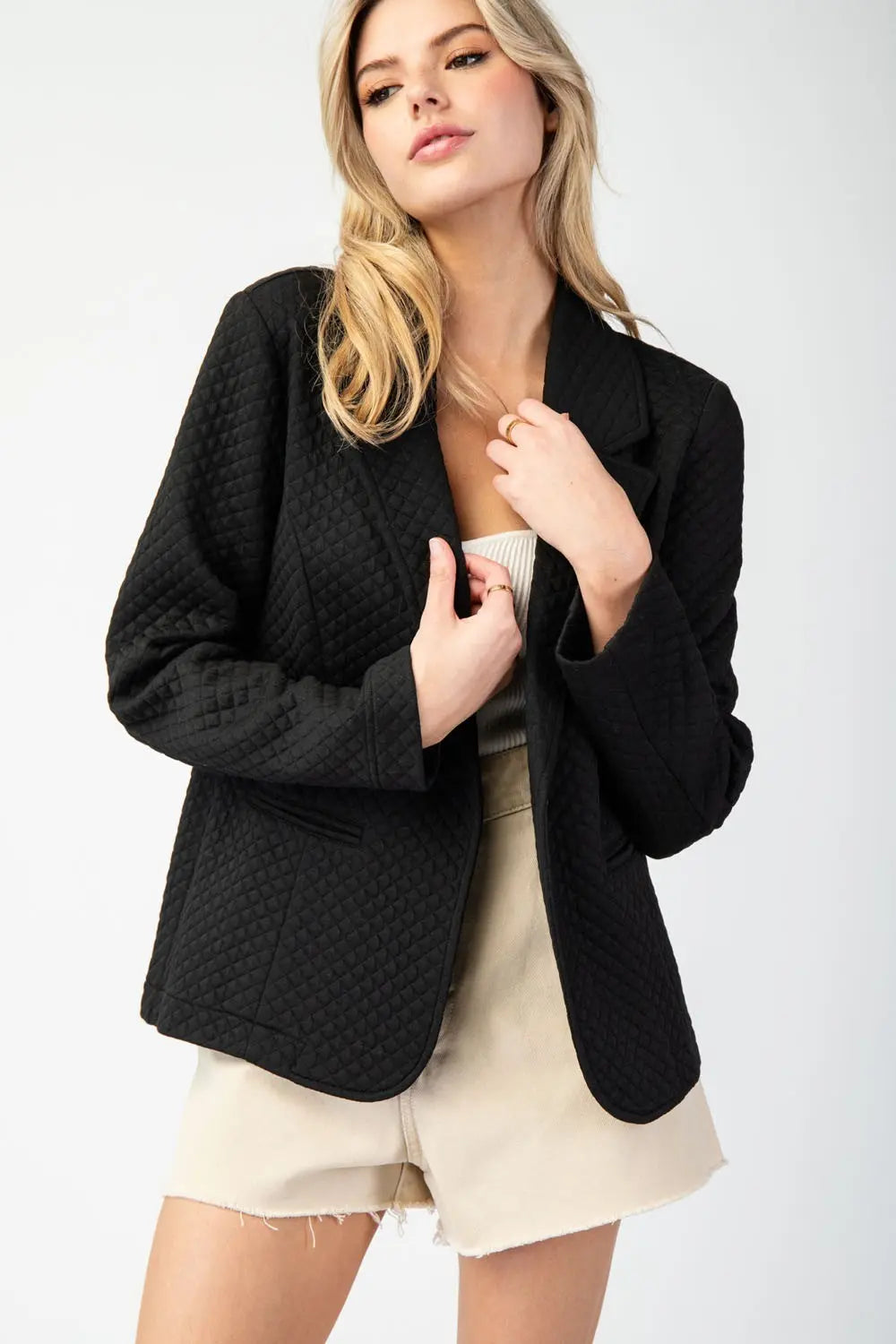 Textured Blazer Jacket | Black