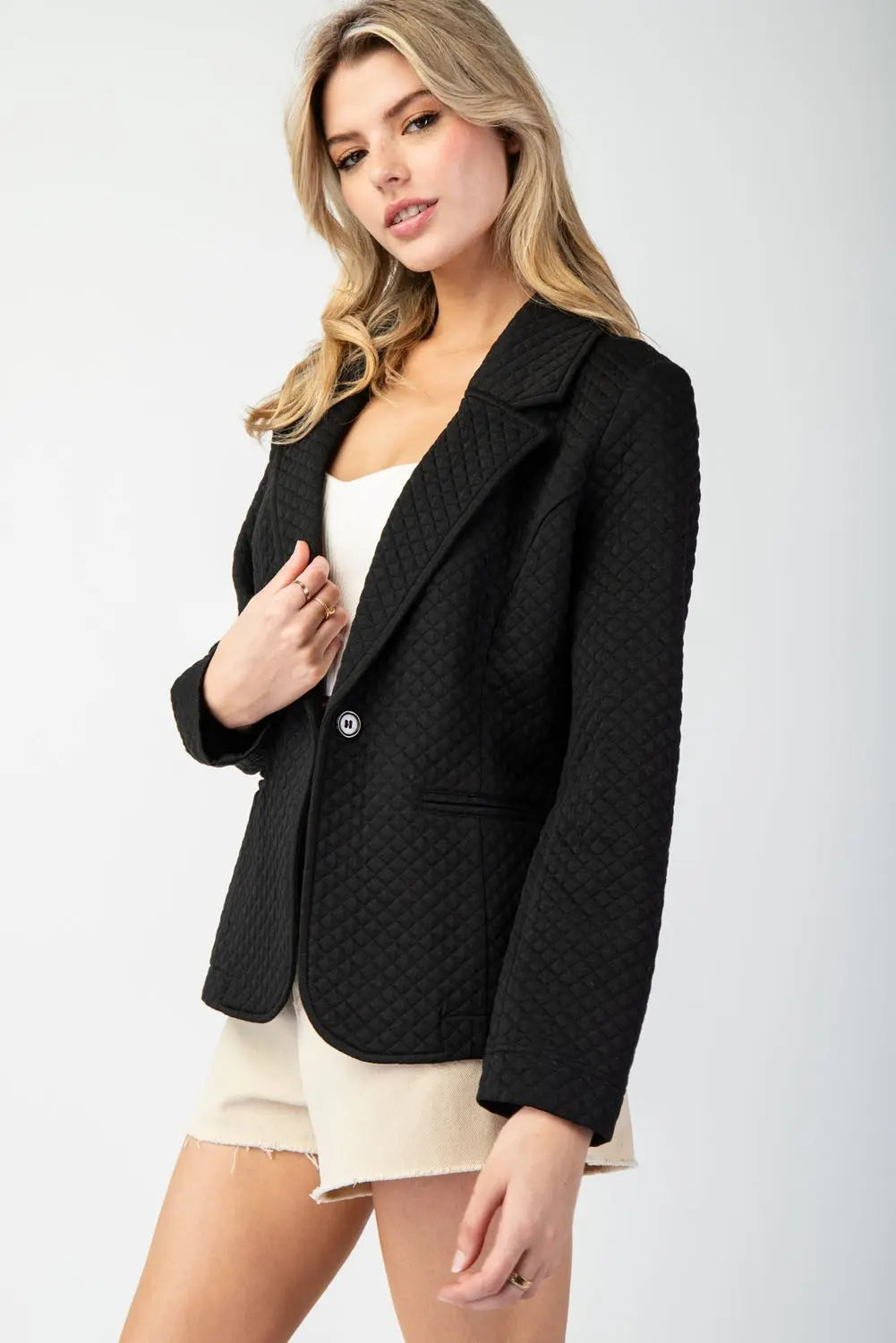 Textured Blazer Jacket | Black