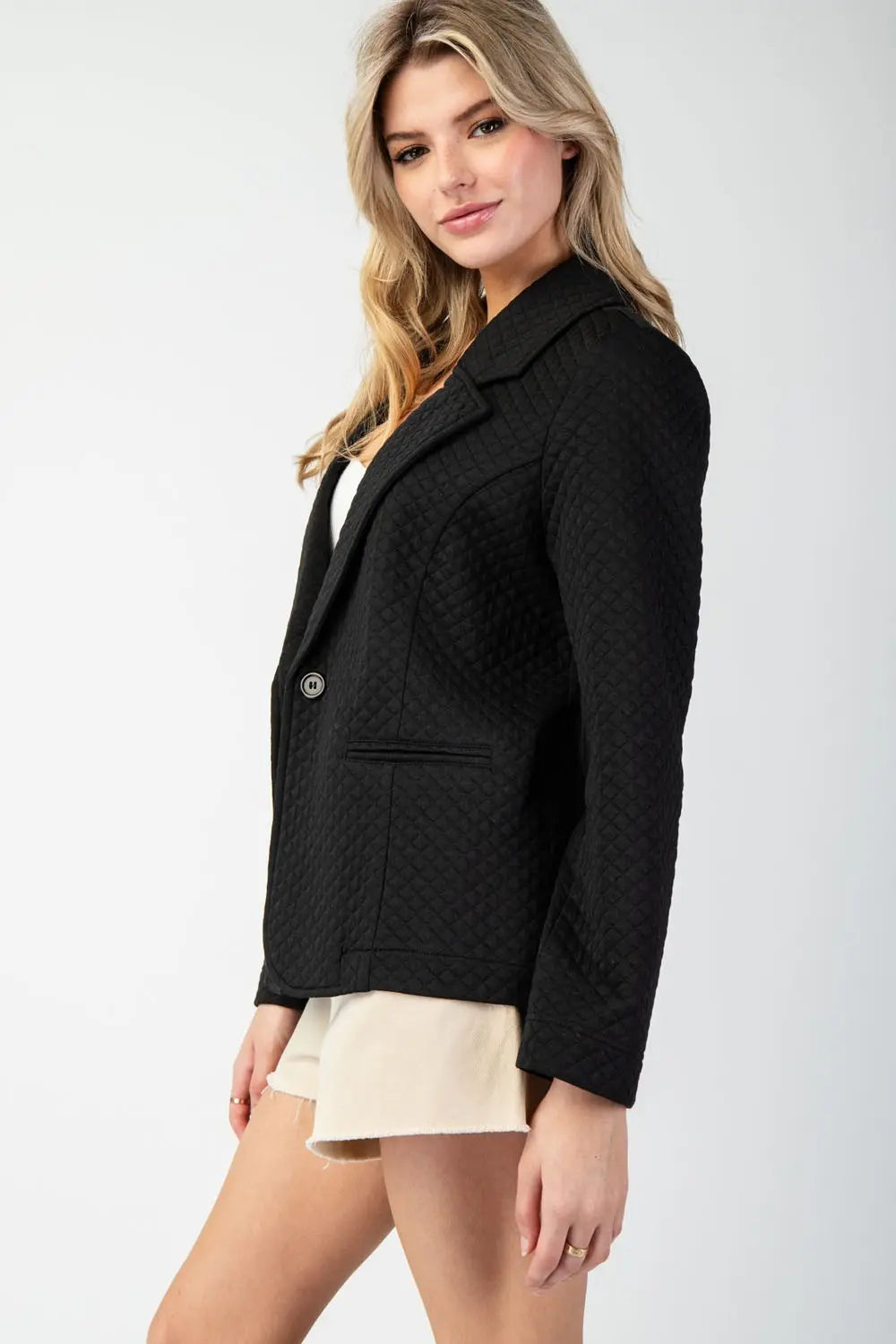 Textured Blazer Jacket | Black