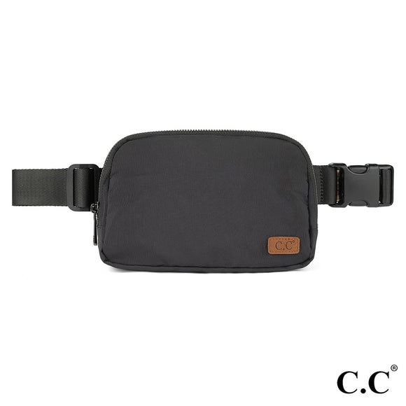 C.C Crossbody Nylon Belt Bag | Black