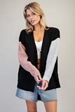 Colorblock Knit Cardigan | Black Mix