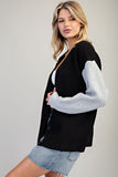 Colorblock Knit Cardigan | Black Mix