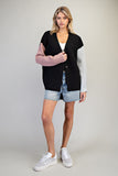 Colorblock Knit Cardigan | Black Mix