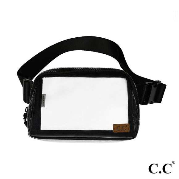 C.C Crossbody Nylon Belt Bag | Clear Black