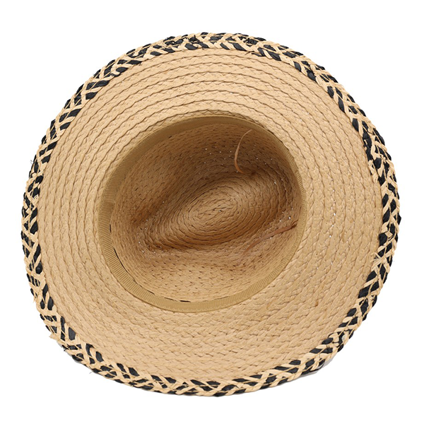 Straw Fedora Black Trim Hat | Natural
