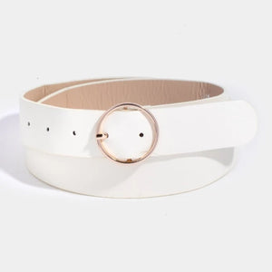 Faux Leather Circle Belt | Ivory