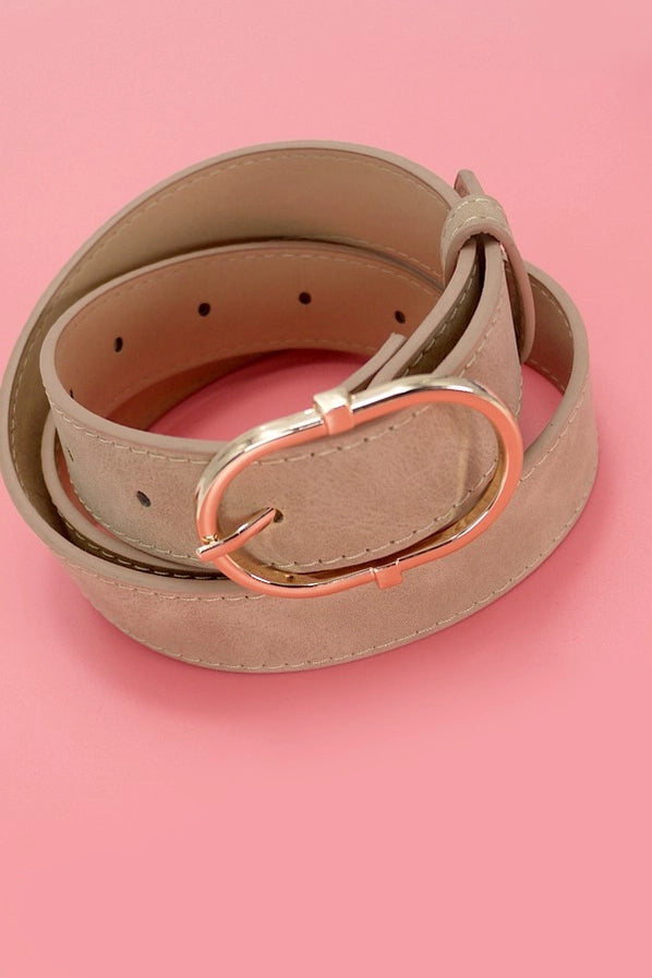 Oval Buckle Suede Belt | Tan